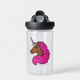 Botella De Agua Afro Unicornio rosa caliente