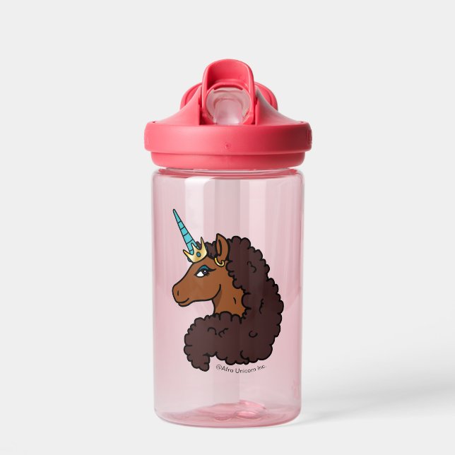 Botella De Agua Afro Unicornio | Único (Delante)
