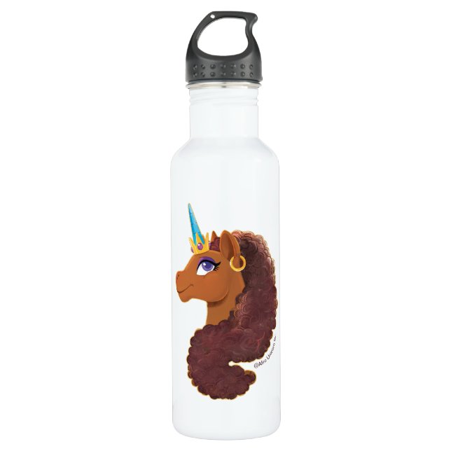 Botella De Agua Afro Unicornio | Único (Anverso)