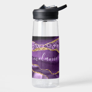 Botella De Agua Agate Violeta Morada Oro Frasco Nombre Agua Botell