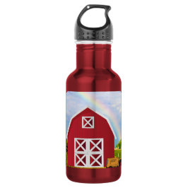 Botella De Agua Agrega tu nombre a Granero Rojo con Cielo Azul