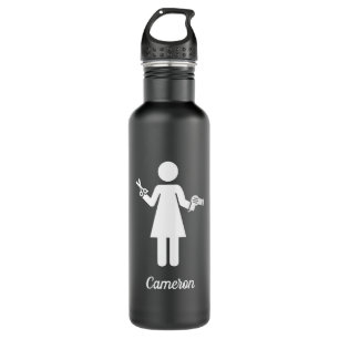 Botella De Agua Agrega tu nombre  Símbolo de peluquero