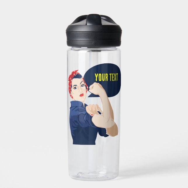 Botella De Agua Agrega tu propio texto a rosie riveter (Delante)