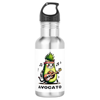 Botella De Agua Aguacate - Gracioso Pixel Art Aguacate Gato Jugand