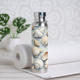 Botella De Agua Aguamarina Suave de Conchas de Agua Costera Acuare