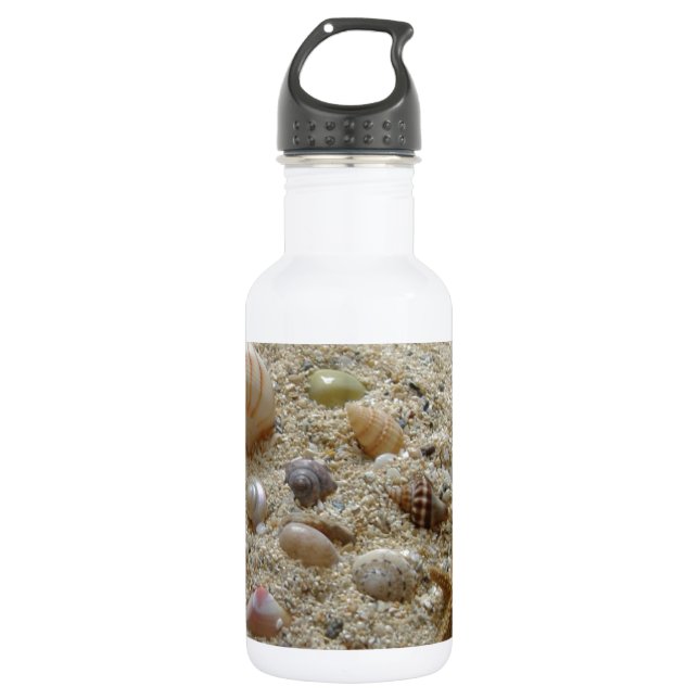 Botella De Agua Aguas Marinas En La Arena (Anverso)