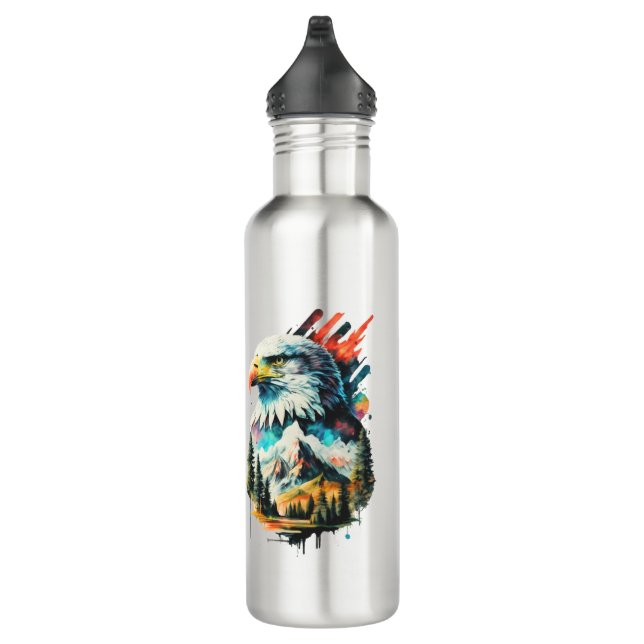 Botella De Agua Águila acuática y arte paisajístico de montaña (Derecha)