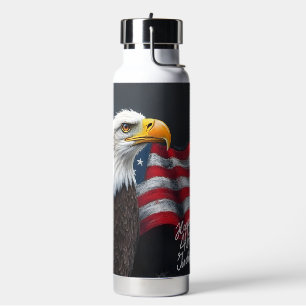 Botella De Agua Águila Calva con Bandera Americana Arte del 4 de J
