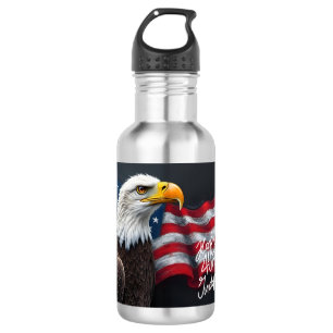 Botella De Agua Águila calva con bandera americana arte del 4 de j