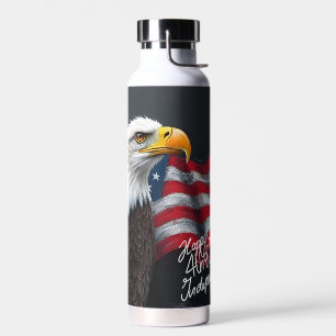Botella De Agua Águila calva con bandera americana arte del 4 de j