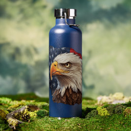 Botella De Agua Águila calva de la bandera estadounidense