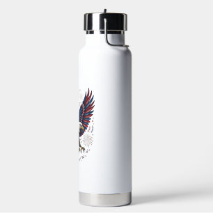 Botella De Agua Águila calva patriótica fuegos artificiales vector