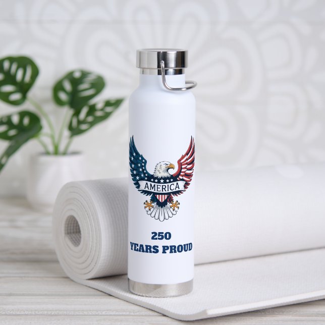 Botella De Agua Águila Patriótica 250 Aniv. Independencia de Améri (Yoga (girado))