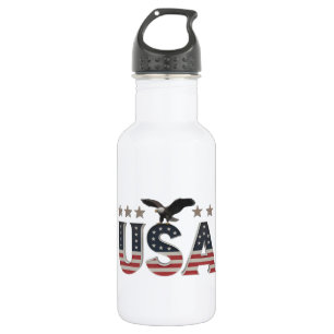 Botella De Agua Águila Patriótica de Estados Unidos + diseño de ba
