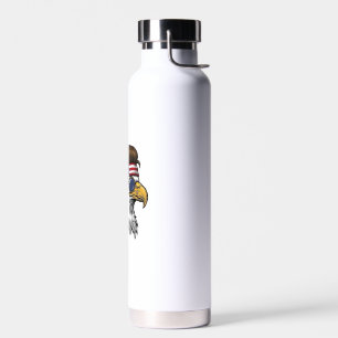 Botella De Agua Águila Patriótica Mullet Grabado Vintage Vector De