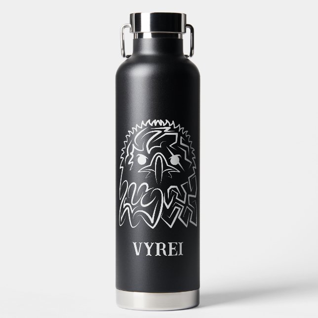 Botella De Agua Águila Tribal Negra y Blanca (Delantero)