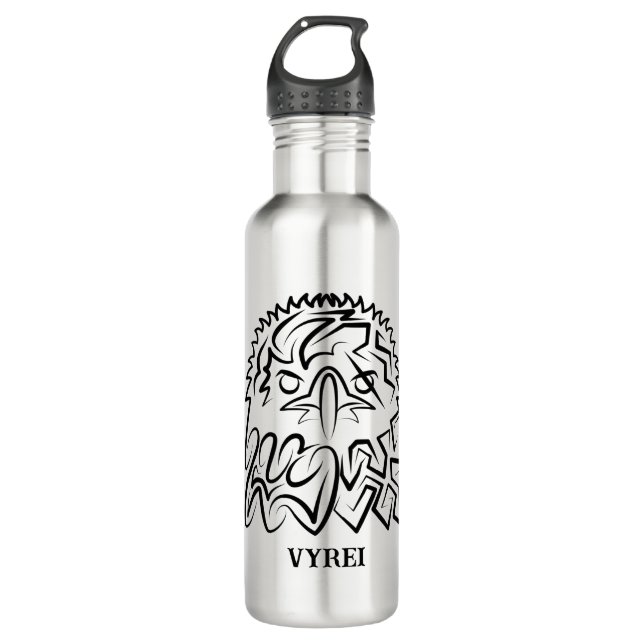 Botella De Agua Águila Tribal Negra y Blanca (Anverso)