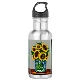 Botella De Agua Ai Genera girasoles en Mason Jar