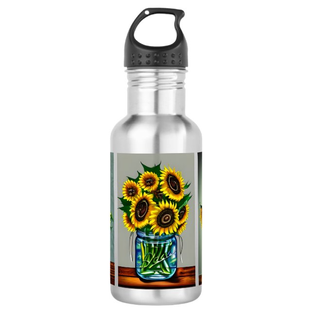 Botella De Agua Ai Genera girasoles en Mason Jar (Anverso)