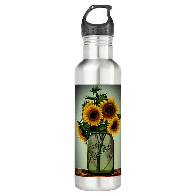 Botella De Agua Ai Genera girasoles en Mason Jar (Anverso)