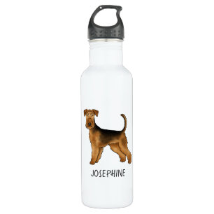 Botella De Agua Airedale Terrier Cute Cartog Perro Y Nombre Person