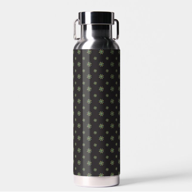 Botella de agua aislada Black Quilt Star (Delantero)
