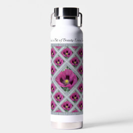 Botella de agua aislada con Bonito Poppies Púrpura