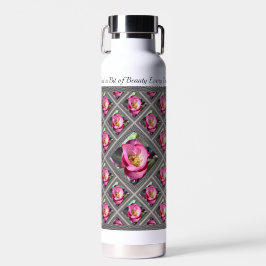Botella de agua aislada con Hellebores Magenta