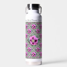 Botella de agua aislada con lapiceros rosa Bonito
