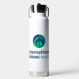 Botella de agua aislada con paja emergente - Logo