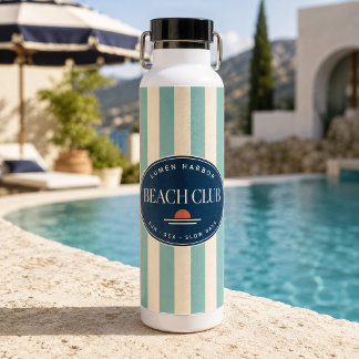 Botella de agua aislada con raya de cabana turques