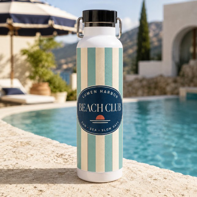 Botella de agua aislada con raya de cabana turques (Subido por el creador)