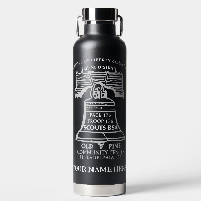 Botella de agua aislada - Negro (Personalizada) (Delantero)