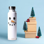 Botella De Agua Aislado hombre de nieve lindo<br><div class="desc">¡Un muñeco de nieve suave frente al ilustracion en una botella blanca aislada para el calor y el frío!</div>