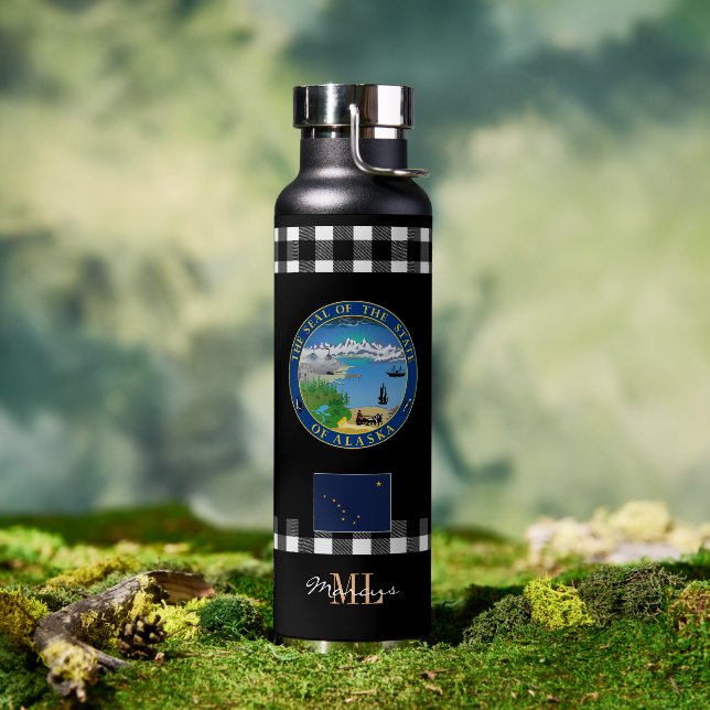 Botella De Agua Aislamiento del vacío patriótico de Alaska, bander (Exterior)