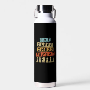 Botella De Agua Ajedrez - Comer Sleep Chess Repetir