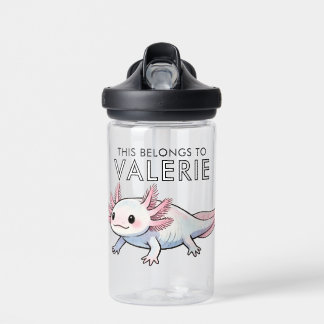Botella De Agua Ajolote Lindo Niño Personalizado Esto Pertenece A