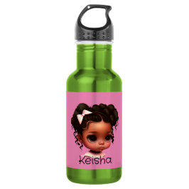 Botella De Agua AKA - Chica marrón en rosa y verde