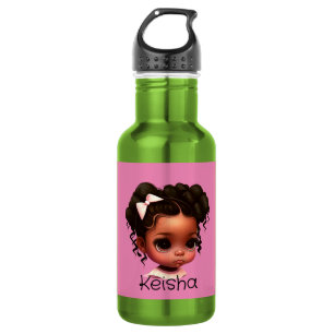 Botella De Agua AKA - Chica marrón en rosa y verde