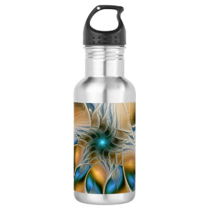 Botella De Agua Alarmante, Abstracta Fantasía Fractal Art Con Azul