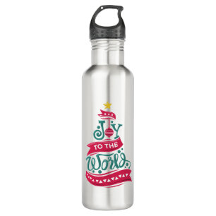 Botella De Agua Alegría a los Navidades del mundo citan tipografía