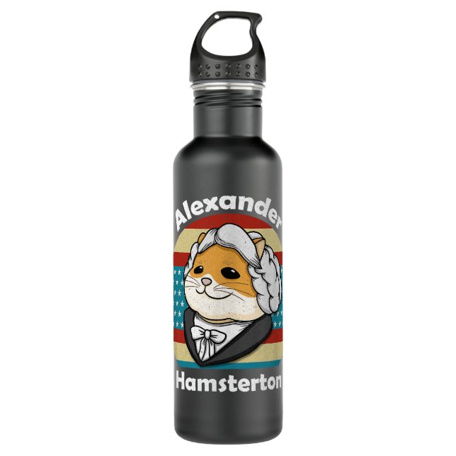 Botella De Agua Alexander Hamilton Retro Hamster Hamsterton (Anverso)