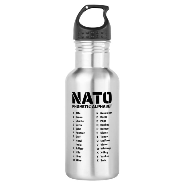 Botella De Agua Alfabeto fonético de la OTAN (Anverso)