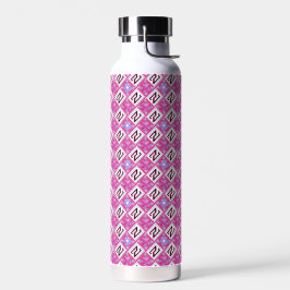 Botella De Agua Alfabeto geométrico rosa chic inicial N