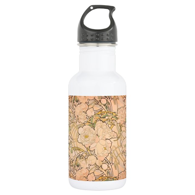Botella De Agua Alfonse Mucha Art Nouveau Peonies (Anverso)