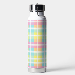 Botella De Agua Algodón de azúcar de cuadros pastel