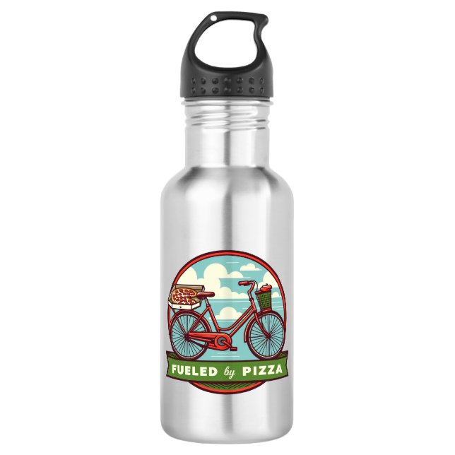 Botella De Agua Alimentado Por La Bicicleta Pizza (Anverso)