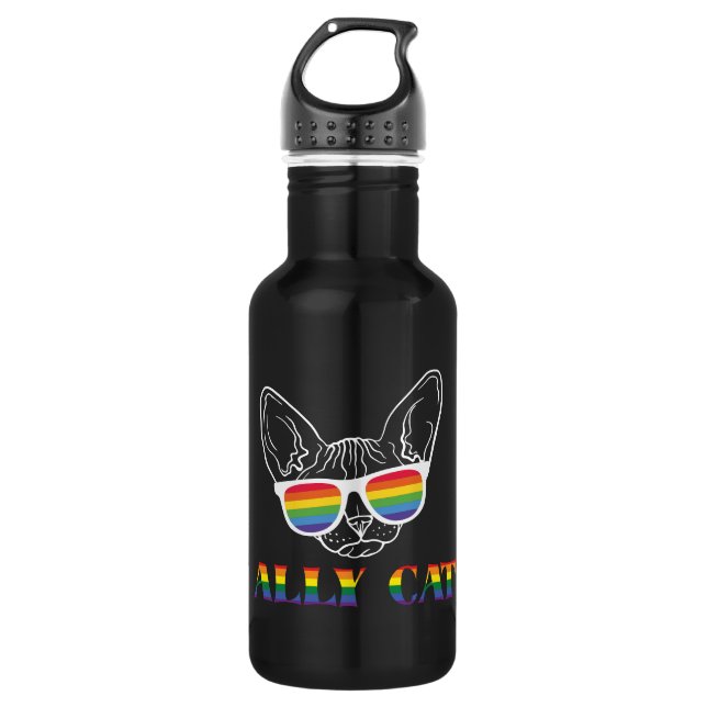 Botella De Agua Ally Cat | Cute Cat | Rainbow | Pride (Anverso)