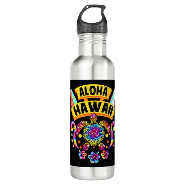 Botella De Agua Aloha Hawaii Tortugas Retro Summer Dad (Anverso)
