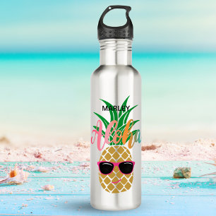 Botella De Agua Aloha Tropical Hawaiano Pineapple